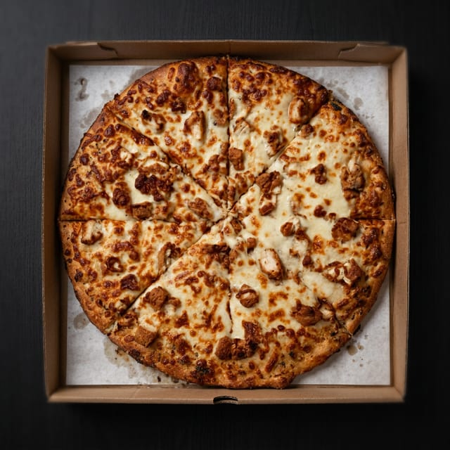 Chicken & Broccoli Pizza.